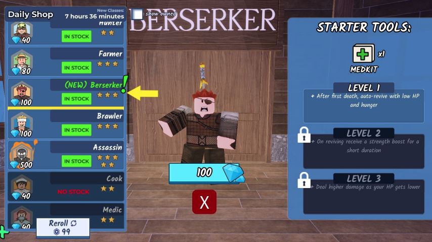 99 Nights in the Forest Berserker Guide – Cost, Gear, and Level Perks