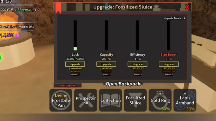 How to Upgrade Sluice in Prospecting Roblox