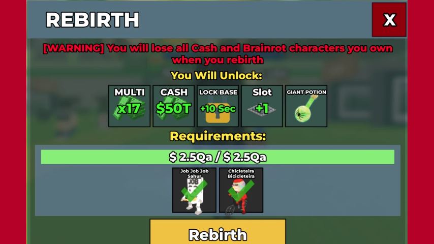 How to Unlock Rebirth 17 in Steal a Brainrot (All Requirements Explained)
